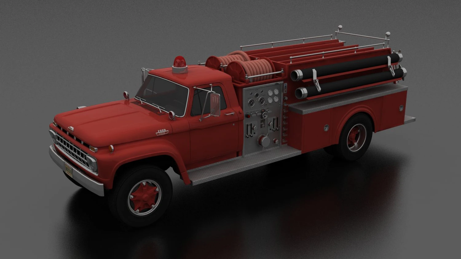 F-Series F-700 FireTruck Unmarked 1965 3D Model .c4d .max .obj .3ds .fbx .stl .blend 