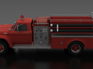 F-Series F-700 FireTruck Unmarked 1965 3Dモデル