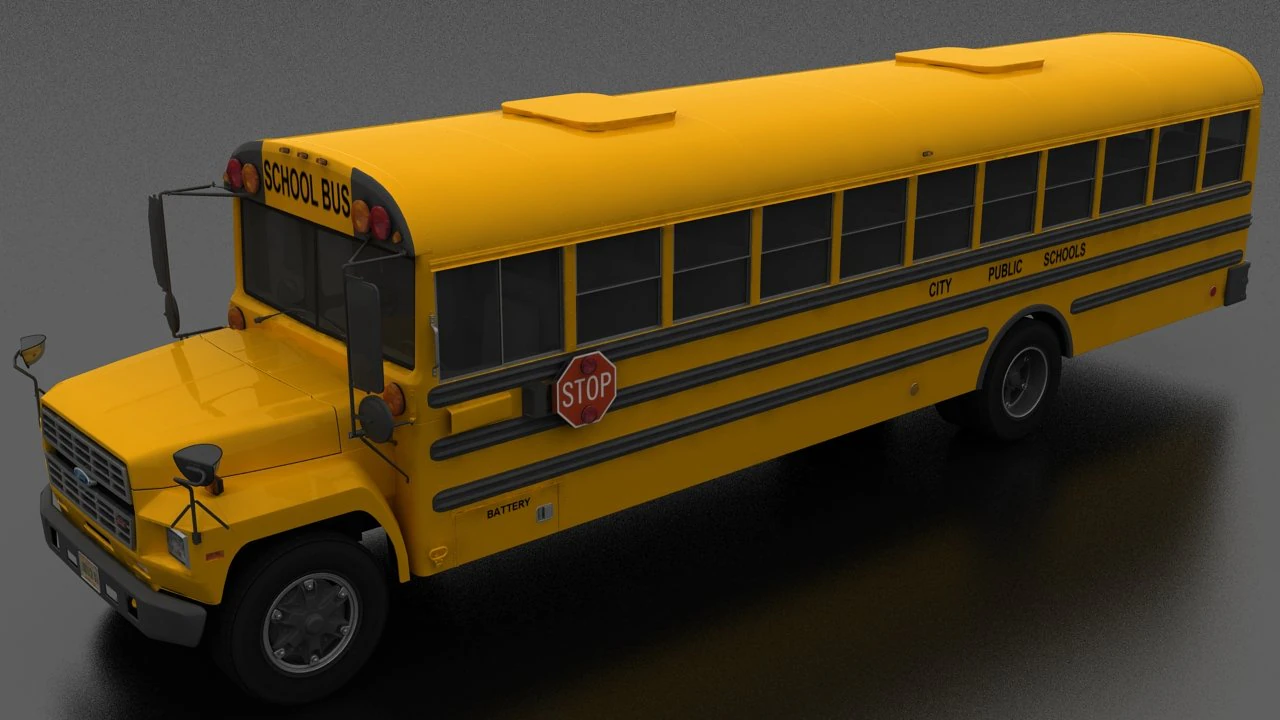 B-Series B-800 School Bus 1985 3D Model .c4d .max .obj .3ds .fbx .stl .blend