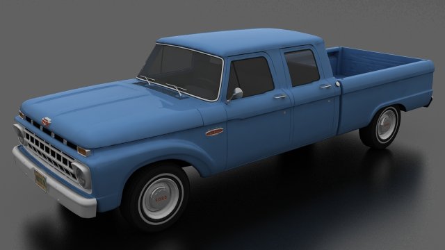 F-Series F-250 CrewCab Pickup 1965 Modelo 3D .c4d .max .obj .3ds .fbx .stl .blend 