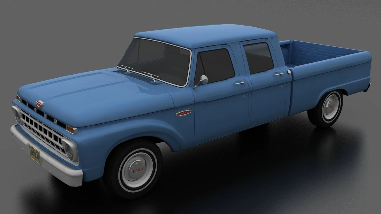 F-Series F-250 CrewCab Pickup 1965 3D Model .c4d .max .obj .3ds .fbx .stl .blend 