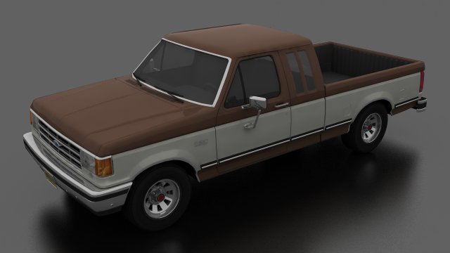 F-150 XLT Lariat Pickup SuperCab 1987 Modelo 3D .c4d .max .obj .3ds .fbx .stl .blend 
