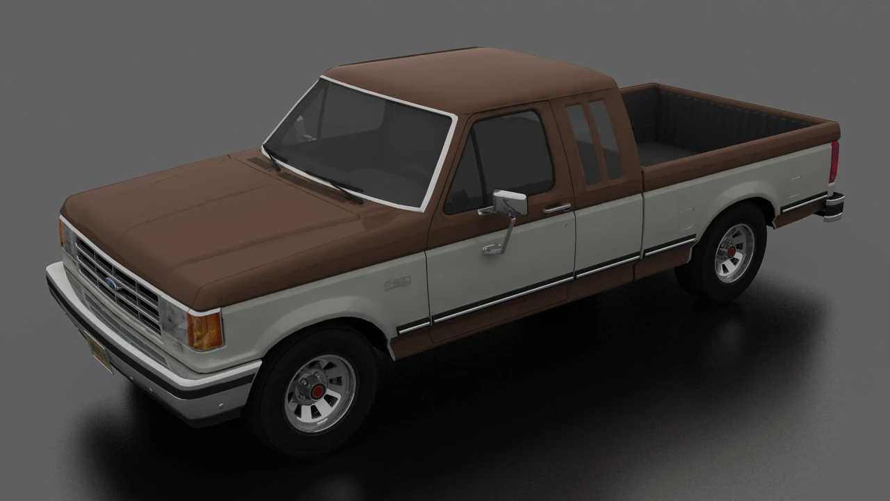 F-150 XLT Lariat Pickup SuperCab 1987 3D Model .c4d .max .obj .3ds .fbx .stl .blend 