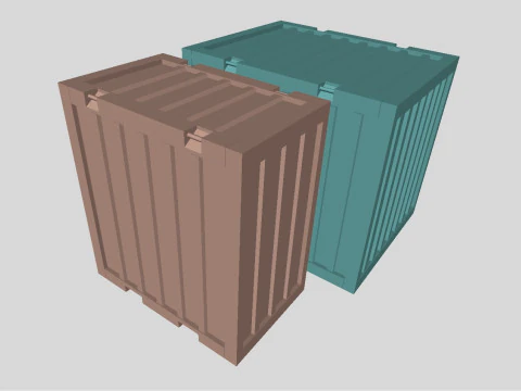 인쇄 가능한 구식 소련 소련 표준 3 및 5톤 화물 컨테이너 3D 모델