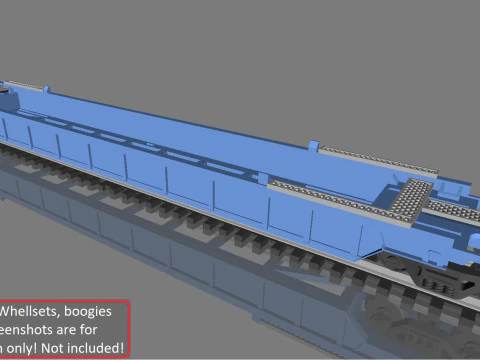 Vag&oacute;n de pozo contenedor de doble pila imprimible de 53 pies en escala H0 Modelo 3D