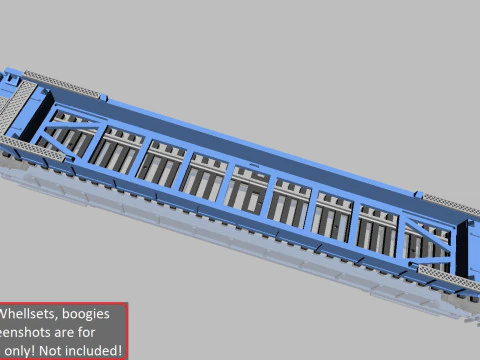 Vag&oacute;n de pozo contenedor de doble pila imprimible de 53 pies en escala H0 Modelo 3D