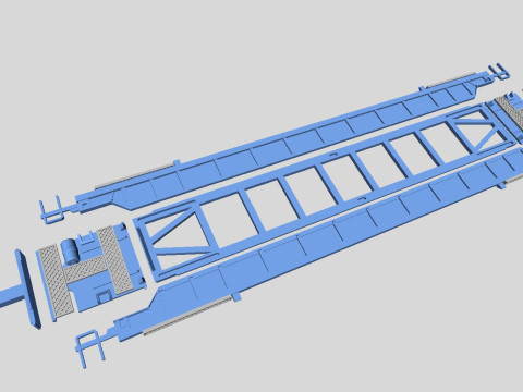 Printable Double Stack 53 ft Container Well Car in H0 Scale 3D Модель