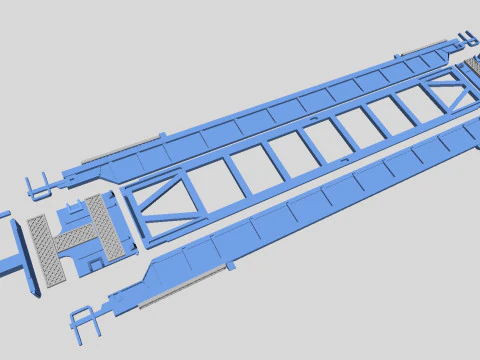 Vag&oacute;n de pozo contenedor de doble pila imprimible de 53 pies en escala H0 Modelo 3D