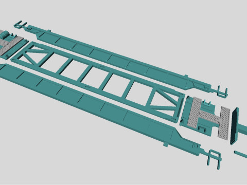 Printable Double Stack 40 ft Container Well Car in H0 Scale Modelo 3D