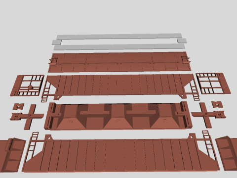 Rinity Rail 3-bay 57 ft Covered Hopper printable in H0 Scale 3D Model