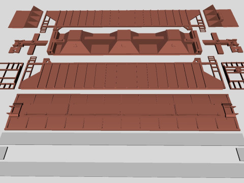 Rinity Rail 3-bay 57 ft Covered Hopper printable in H0 Scale 3D Model