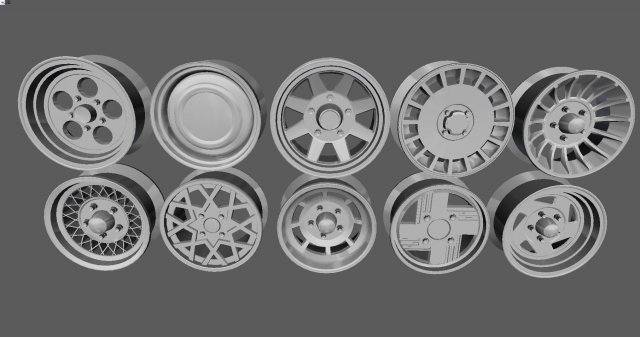 10 rims pack for cars 3D 模型 .c4d .max .obj .3ds .fbx .stl .blend