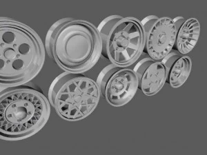 10 rims pack for cars 3D Model