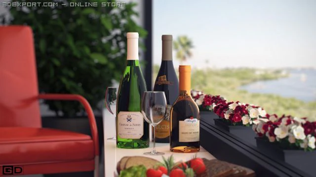 hq details vol01 alcohol bottles 3D Model .c4d .max .obj .3ds .fbx .stl .blend 