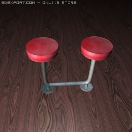 two seat bar stool Model 3D .c4d .max .obj .3ds .fbx .stl .blend 