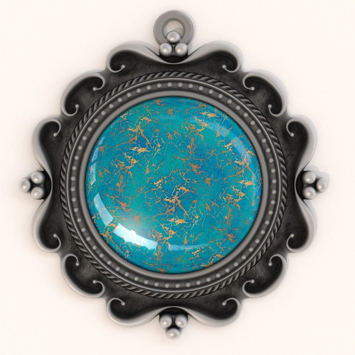 torquoise pendant 3D Model .c4d .max .obj .3ds .fbx .stl .blend 