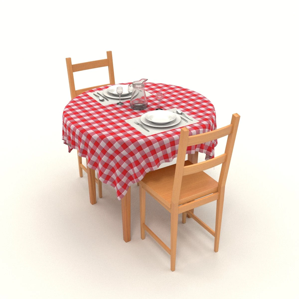 round dining table set 3D Model .c4d .max .obj .3ds .fbx .stl .blend 