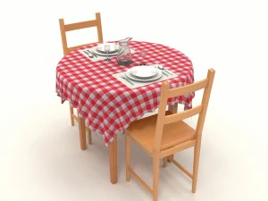 round dining table set 3D Model