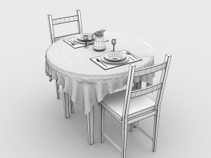 round dining table set 3D Model