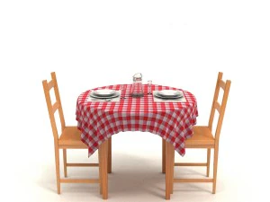 round dining table set 3D Model