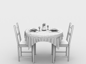 round dining table set 3D Model