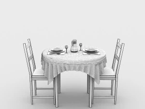 round dining table set 3D Model