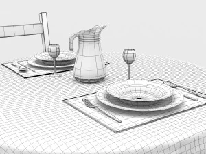 round dining table set 3D Model