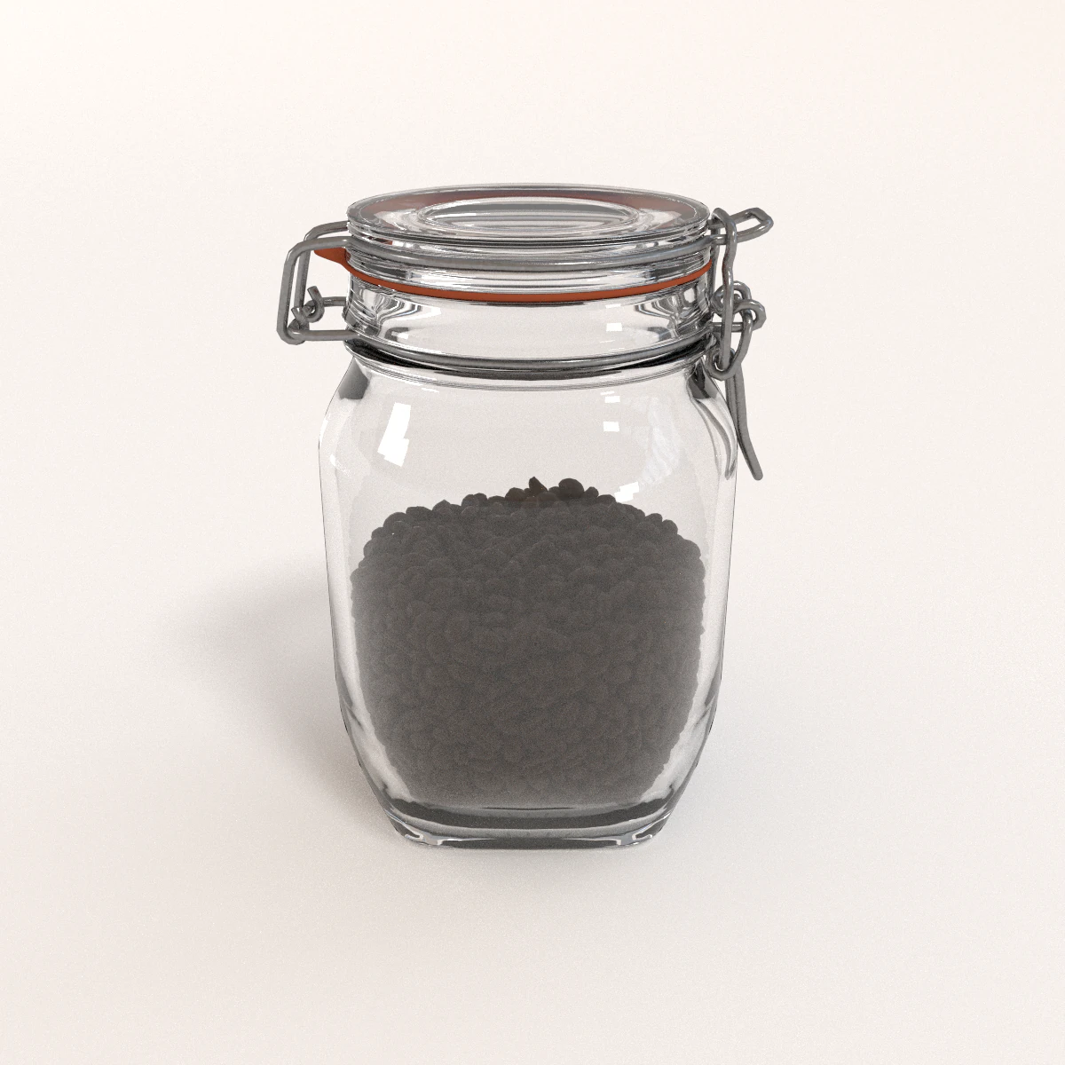 glass jar with coffee beans 3D Model .c4d .max .obj .3ds .fbx .stl .blend 
