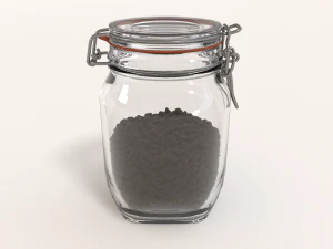 glass jar with coffee beans 3D Model