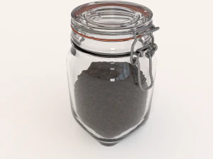 glass jar with coffee beans 3D Model