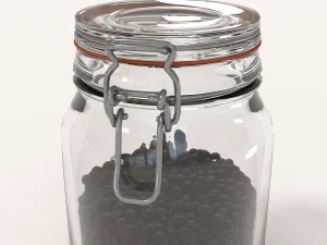 glass jar with coffee beans 3D Model