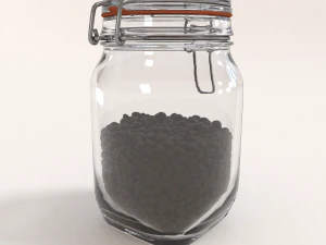 glass jar with coffee beans 3D Model