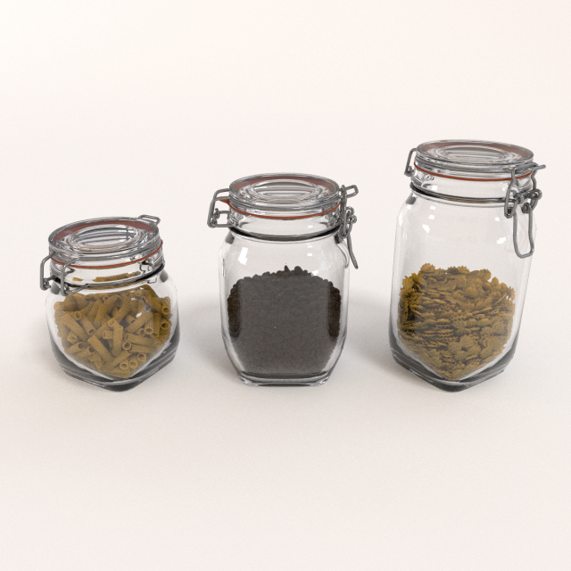 glass jar pack with fillings Model 3D .c4d .max .obj .3ds .fbx .stl .blend 