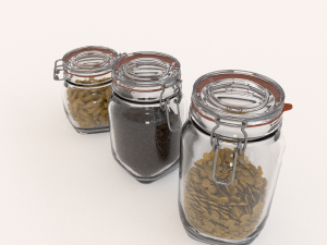 glass jar pack with fillings Model 3D