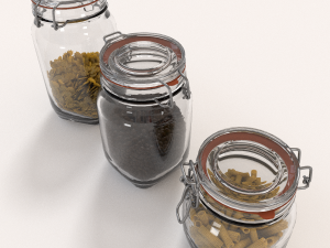 glass jar pack with fillings Model 3D