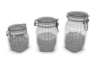 glass jar pack with fillings Model 3D