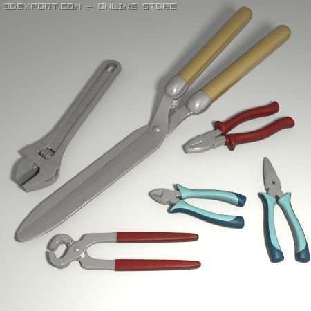 hand tools set 3D Модель .c4d .max .obj .3ds .fbx .stl .blend 