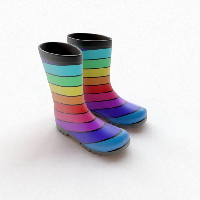 striped wellies 3D Модель .c4d .max .obj .3ds .fbx .stl .blend 