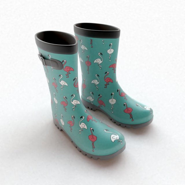 flamingo wellies with buckles Model 3D .c4d .max .obj .3ds .fbx .stl .blend 