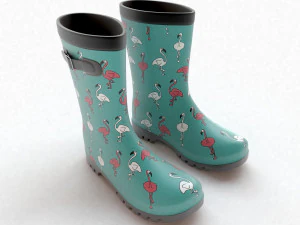 flamingo wellies with buckles 3D Model