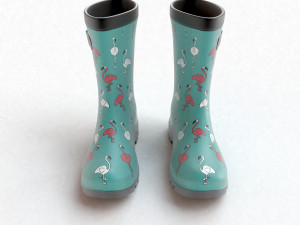 flamingo wellies with buckles Model 3D