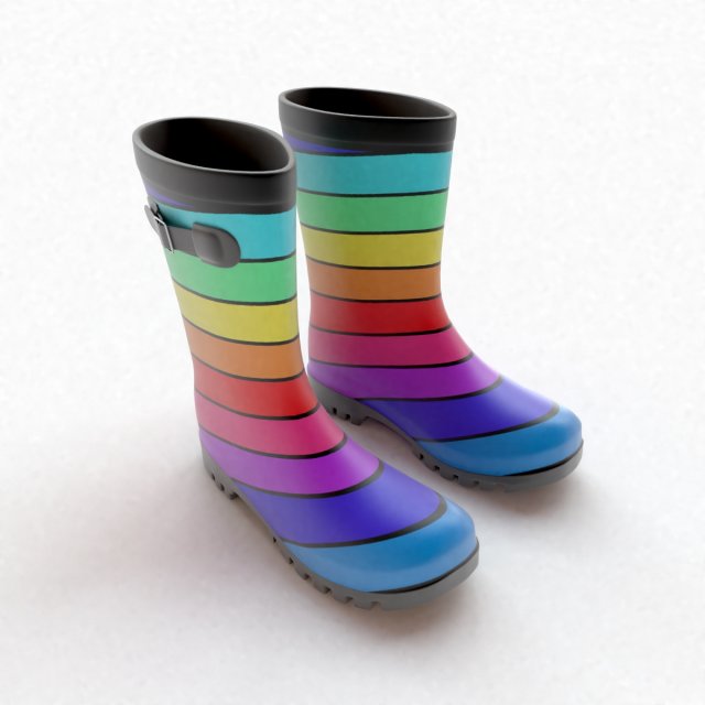 striped wellies with buckles Modèle 3D .c4d .max .obj .3ds .fbx .stl .blend 