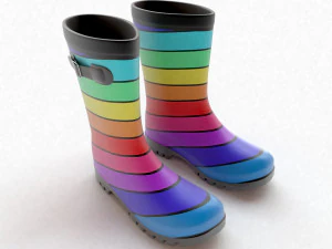 striped wellies with buckles 3D Model