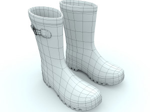 striped wellies with buckles Modèle 3D