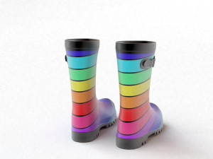 striped wellies with buckles Modèle 3D