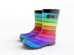 striped wellies with buckles Modèle 3D