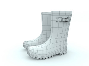 striped wellies with buckles Modèle 3D