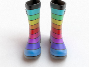 striped wellies with buckles Modèle 3D