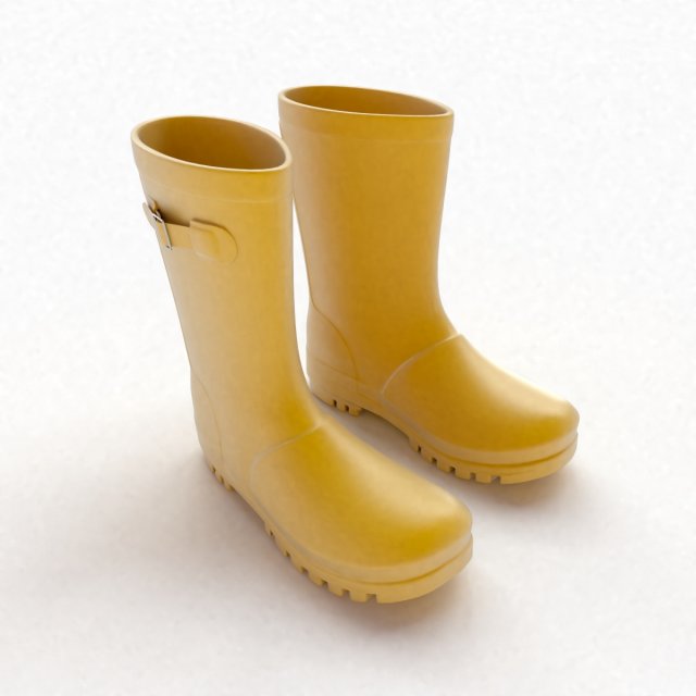 yellow wellies with buckles Modelo 3D .c4d .max .obj .3ds .fbx .stl .blend 