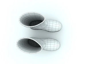 yellow wellies with buckles 3D Model